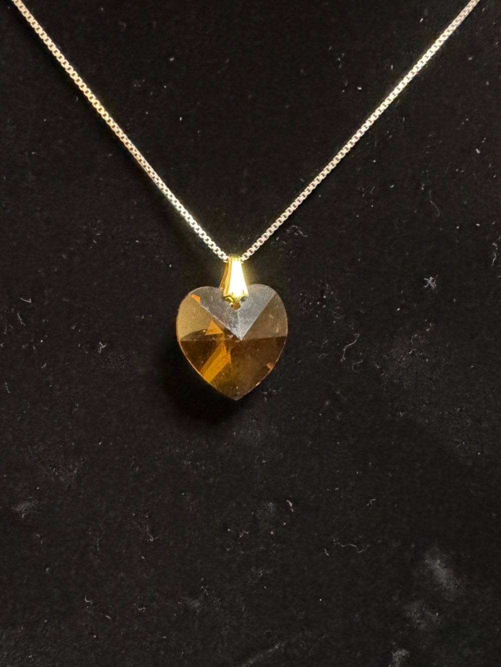 Amber Heart Pendant Necklace with Sterling Chain